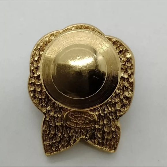 CHANEL Black and Gold Camilla Brooch/Pin - Picture 5 of 8
